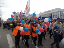 Первомайская демонстрация в Красноярске 1 мая 2018